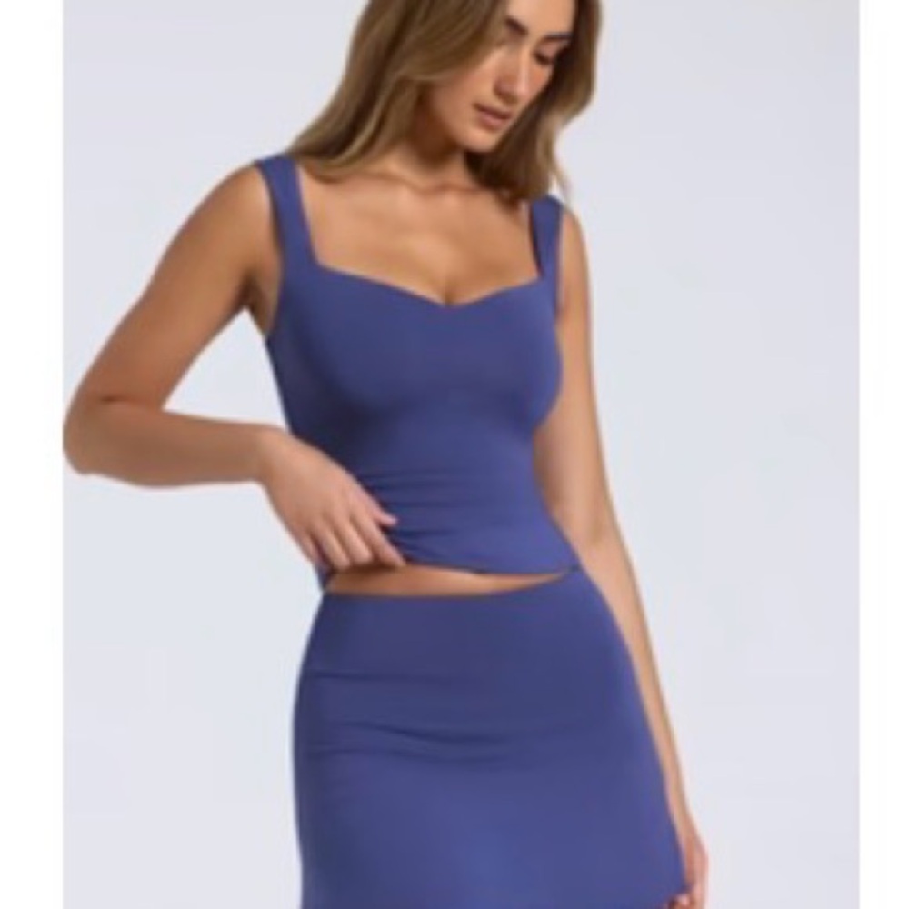 Oh Polly Blue Stretch Tank & Skirt Set